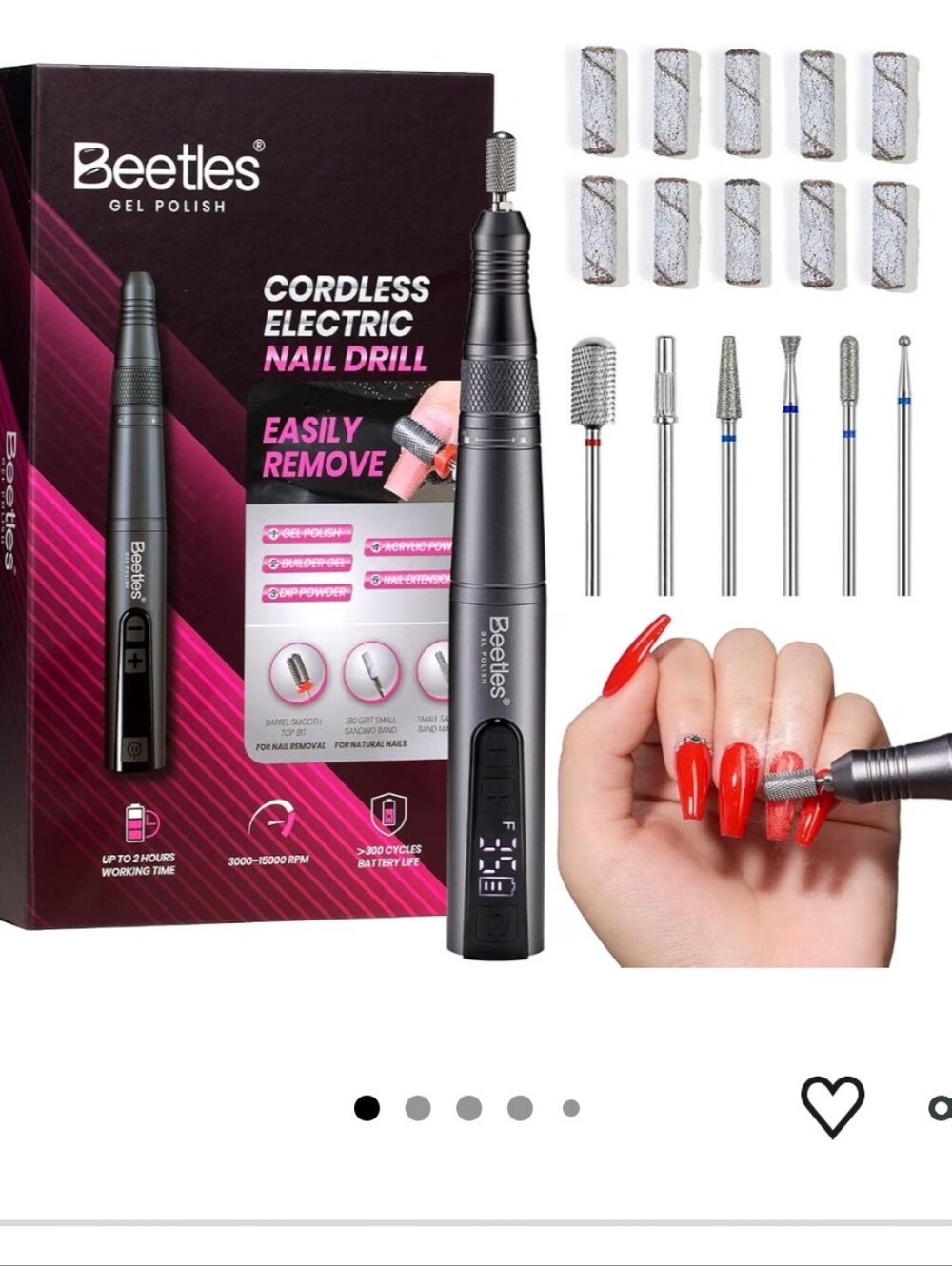 Electric Nail Drill Kit, 6 Drill Bit 0-15000 RPM Cordless Nail File